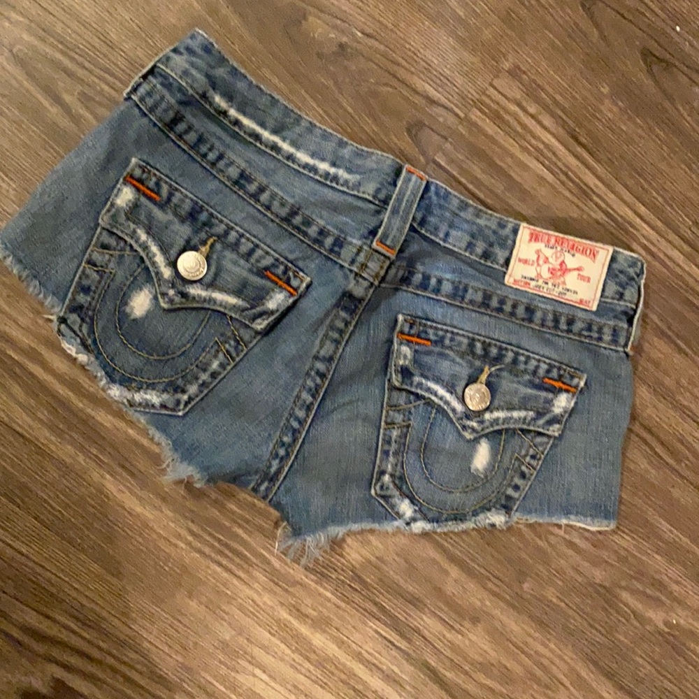 True religion blue Jean cut off shorts
